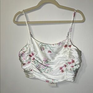 Joie Floral Ruched Crop Tank Top NWT